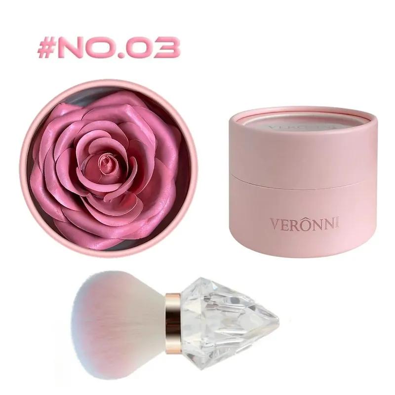 Conjunto de pincéis para blush e iluminador de pétalas de 4 cores – Aquarela difusa Flush Cloud Skin Brilho natural Construível Textura macia Primavera
