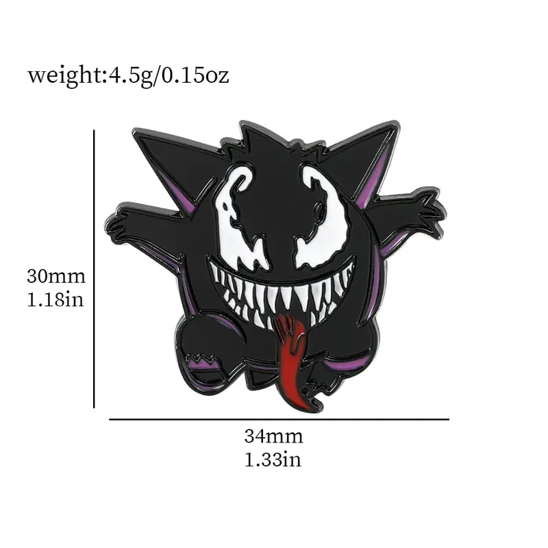Gengar broches de desenhos animados, alfinetes de lapela esmaltados de anime para mochila, acessórios, coleção de fãs, broches, presentes