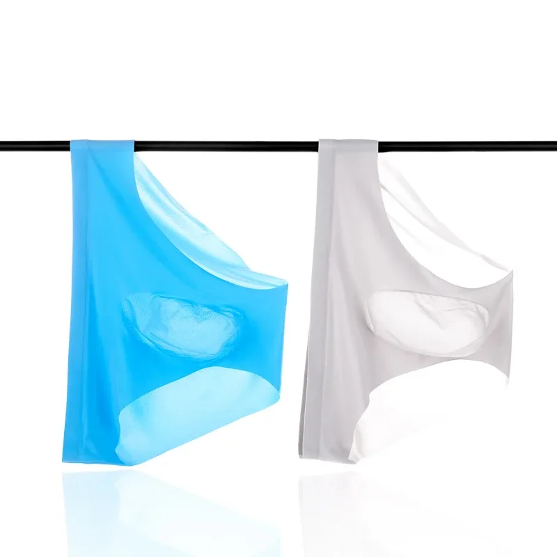 3PCS/lot Men's Ice Silk Briefs Ultra-thin Transparent Seamless Underpants 3D Pouch Sexy Quick Dry Breathable Underwear Panties