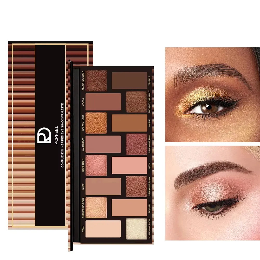Paleta de sombras estilo coreano essencial, 16 cores, acabamento fosco, à prova d'água, à prova de suor, longa duração e à prova de manchas