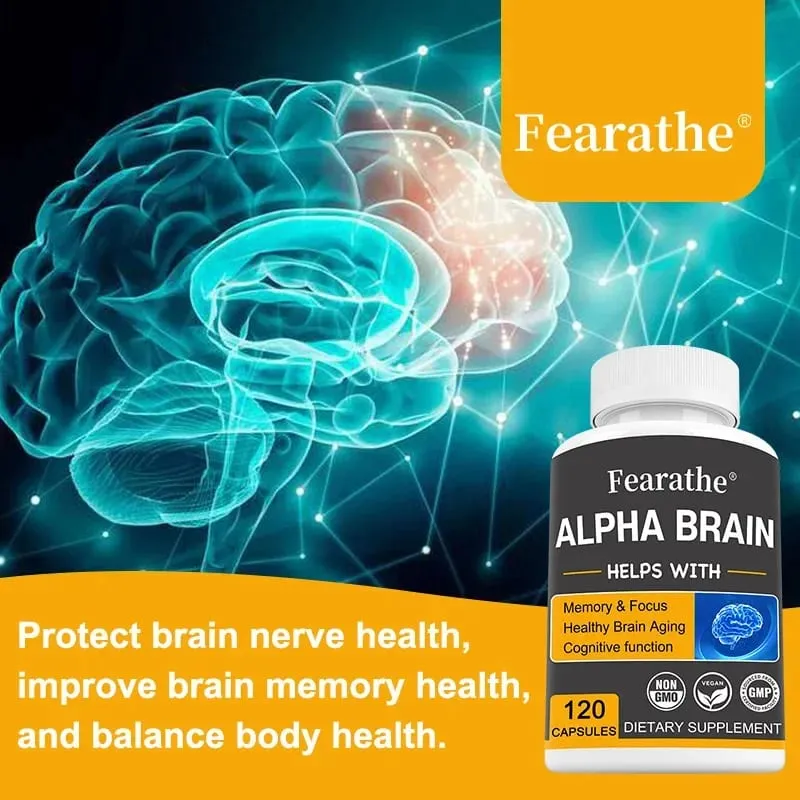 Alpha Brain Nootropics Brain Supplement for Men and Women - Memory Mental Clarity & Cognition with Vitamin B6 Focus Capsules