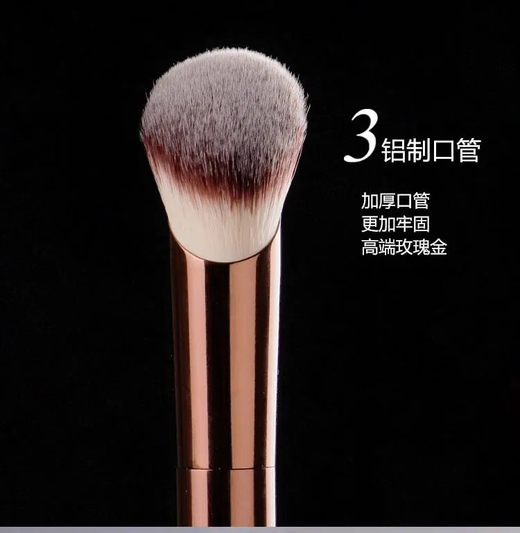 1 件快速斜角粉底化妝刷遮瑕粉底液化妝刷精緻美容工具金屬手柄