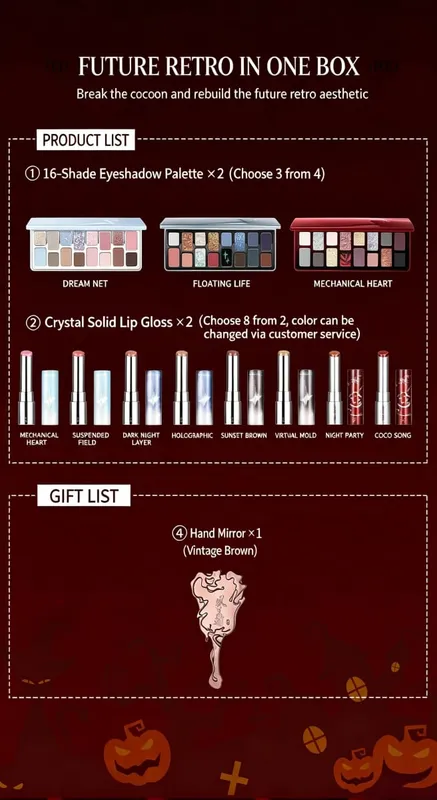 Cheeryep 16 cores paleta de sombra conjunto de maquiagem brilho labial sólido tons de terra kit cosmético presente de feriado para mulheres
