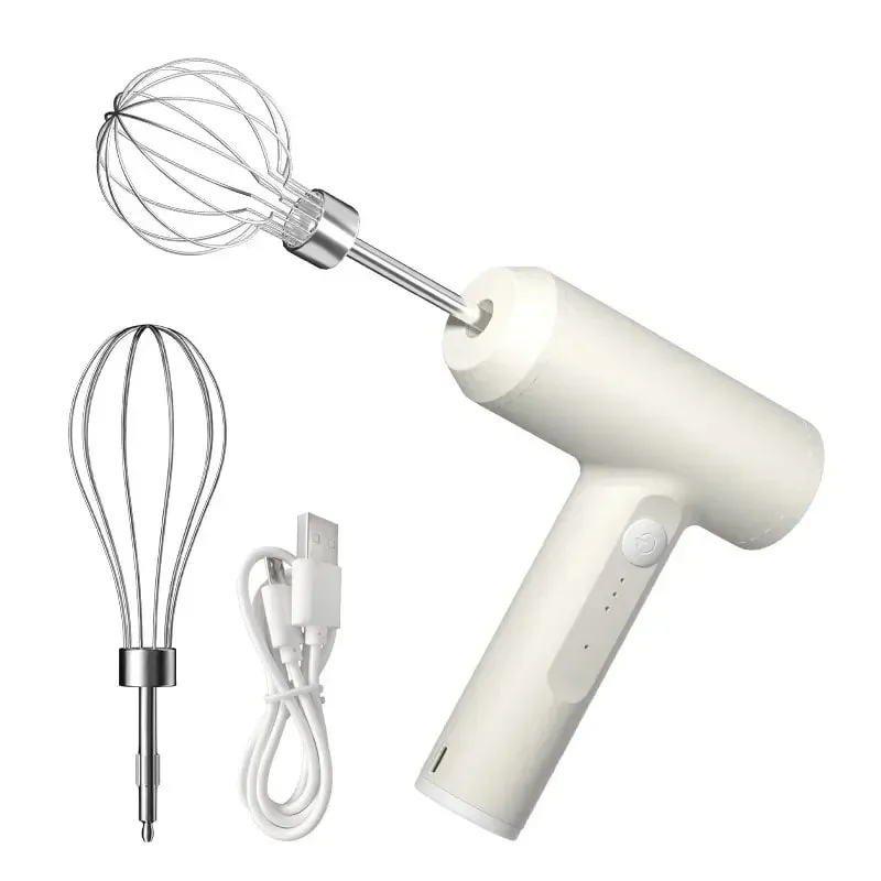 Batedor de ovos elétrico, batedor de comida, portátil, recarregável, 3 velocidades, batedor de ovos, massa, bolo, creme, misturador, ferramentas de cozinha