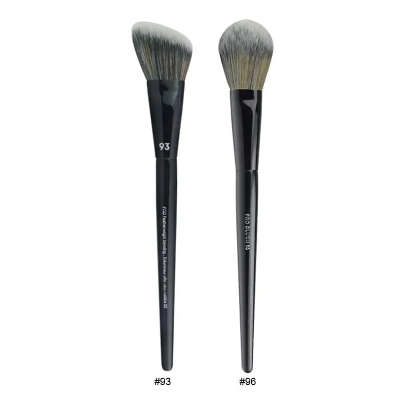 2 pçs/set Pro Preto Pincéis de Maquiagem Cabelo Sintético Pó Sombra Mancha Destaque Fundação Airbrush Difusor Make Up Brush