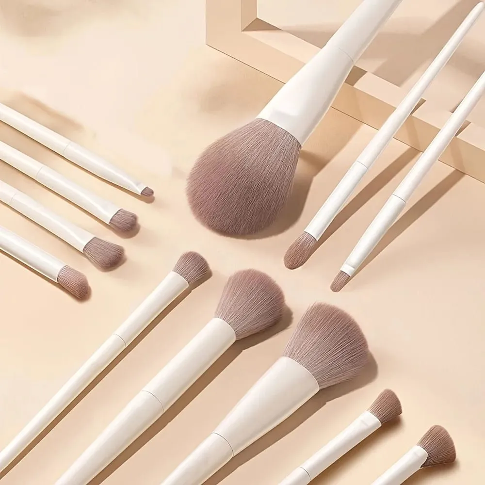 12pcs conjunto de pincéis de maquiagem profissional com pincéis Kabuki e cerdas de nylon - kit inicial completo adequado para blush de base