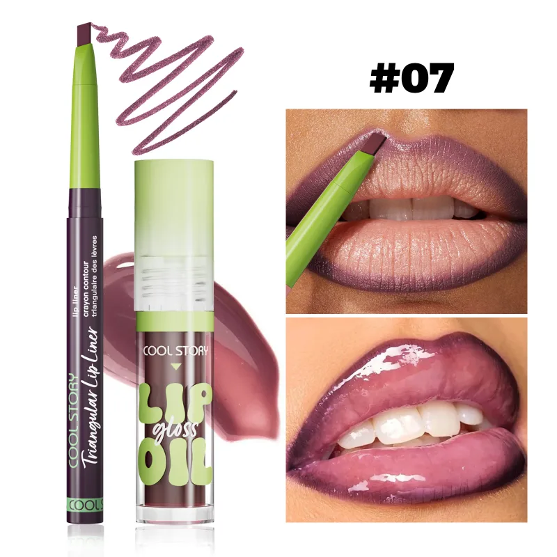 2 pçs delineador labial gloss conjunto 2 em 1 batom suave lábios contorno kit de maquiagem fosco lipliner para mulheres plumping óleo combinação cosméticos