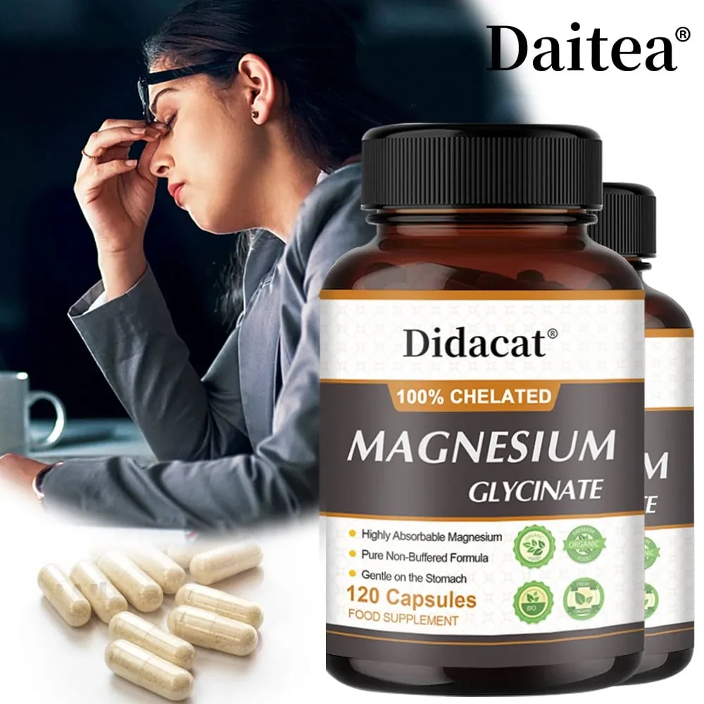 Magnésio Glicina 500mg - Apoia a Função Muscular Melhora a Qualidade do Sono Apoia a Saúde Cardiovascular e Metabólica