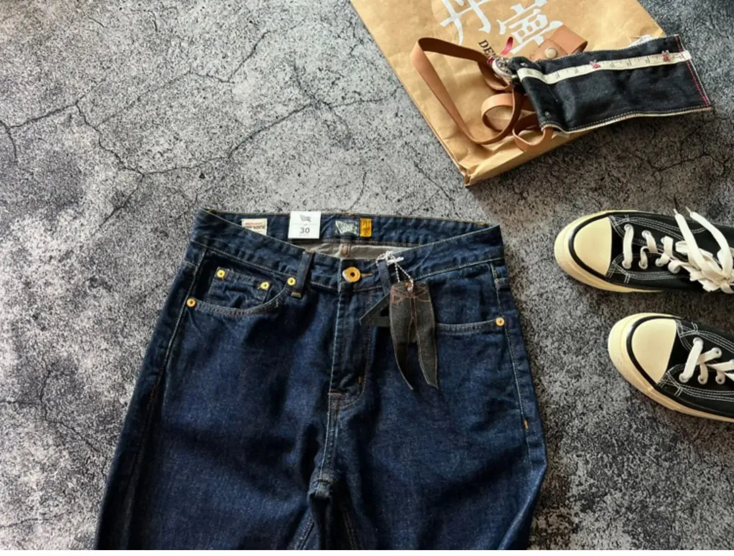 14oz de alta qualidade 100% algodão uma lavagem cru azul profundo jeans jeans para homens vermelho ourela calças retas finas vintage y2k juventude masculino