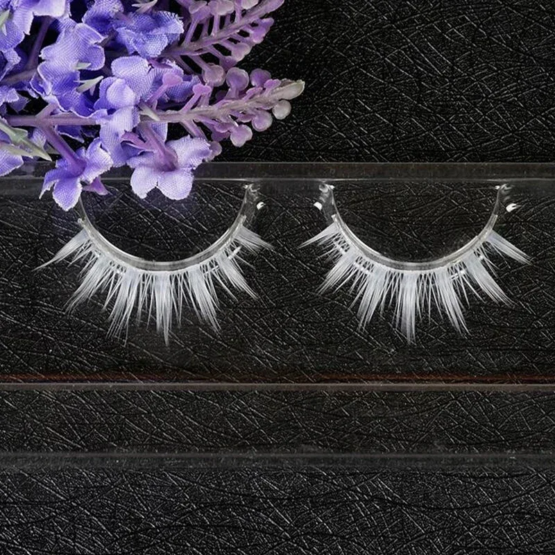 White Eyelashes Cosplay Makeup Natural Long Cross Strip False Eye Lashes