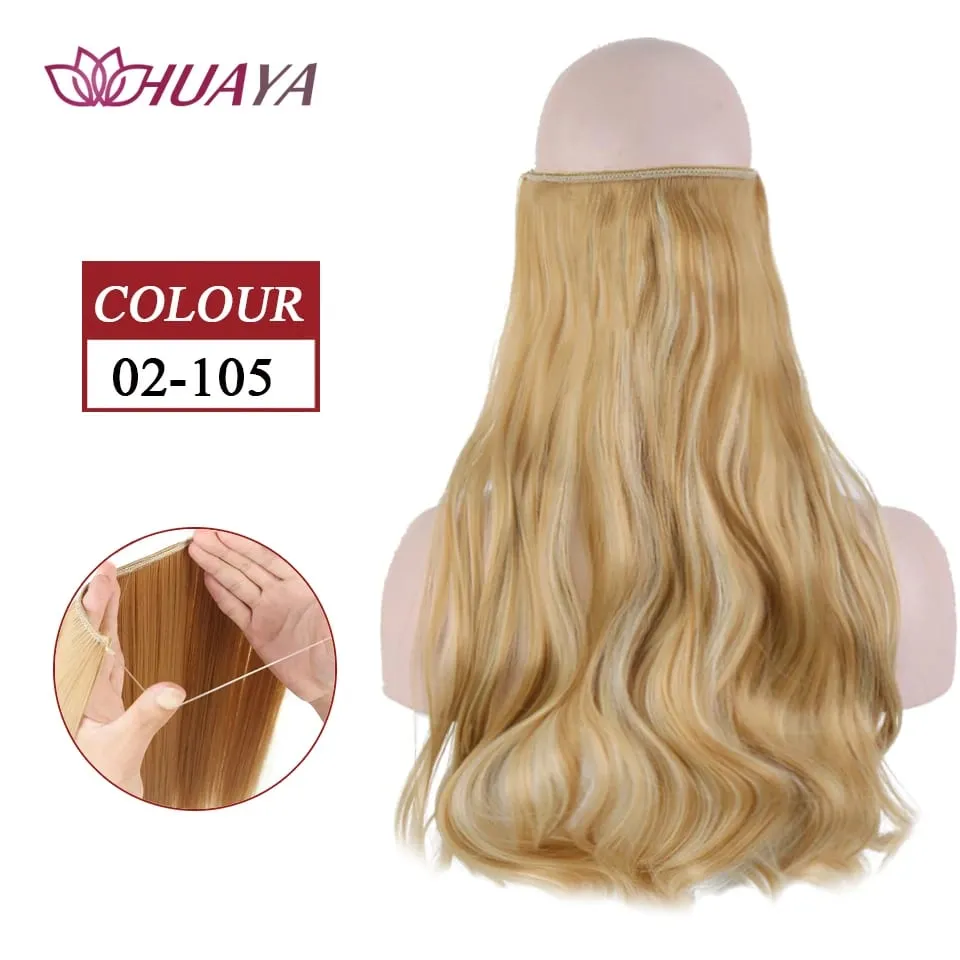 Synthetic Long Straight Invisible Wire No Clips In Hair Extensions Fake Hair Pieces Secret Fish Line Hairpieces For Women