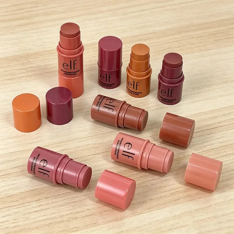 Elf bastão de blush multiuso três em um, alto brilho, contorno natural, maquiagem nude para lábios e bochechas