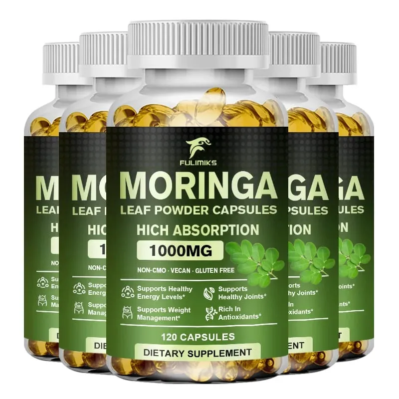 Cápsulas de 1000mg de Moringa Oleifera de alta absorção apoiam o metabolismo imunológico, cuidados com a pele e controle de peso saudável