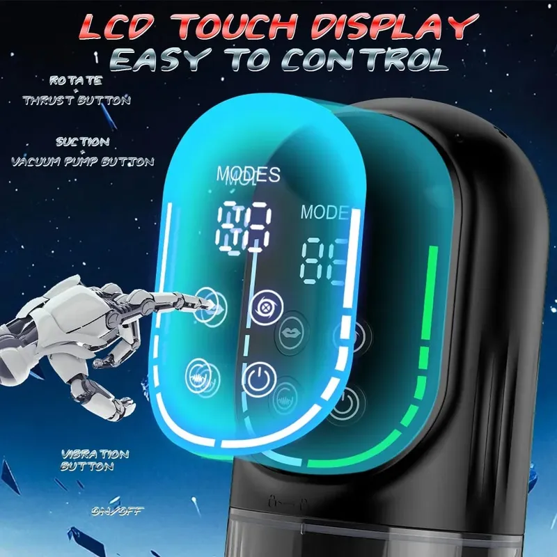 Automatic Male Masturbator Telescopic Rotation Men Masturbation Cup Sucking Machine LCD Digital Simulation Blowjob Sex Toy