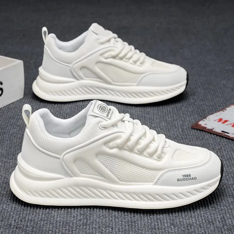 Primavera verão homens tênis de malha respirável sapatos casuais plataforma chunky pai calçado rendas até masculino andando tênis