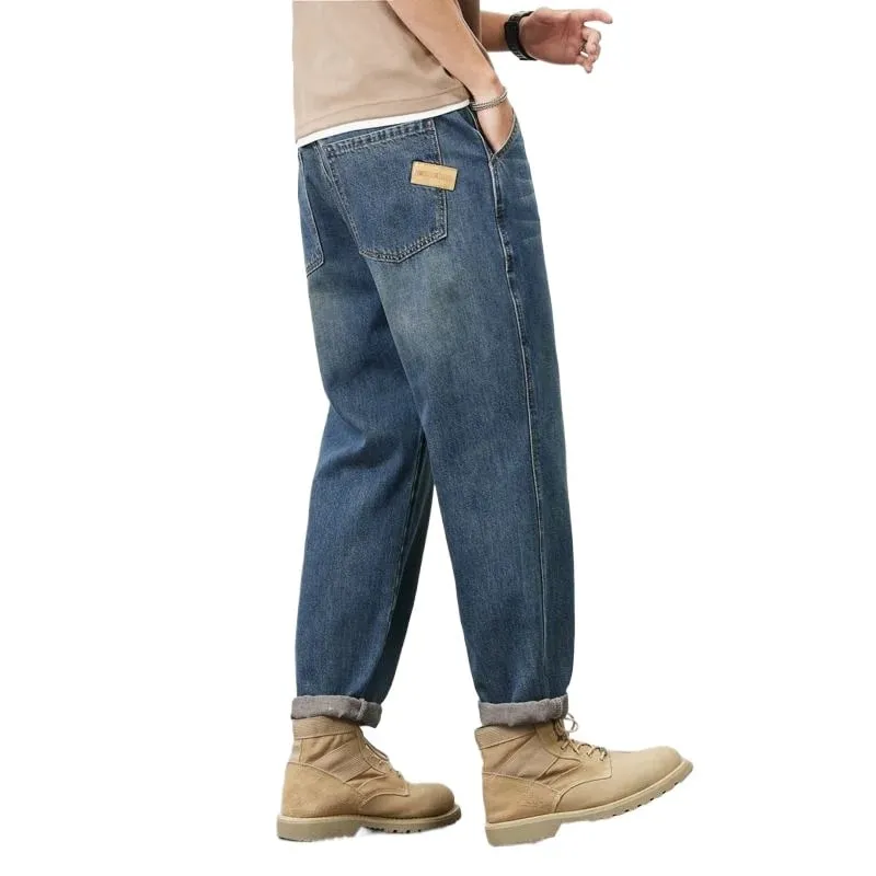 Verão micro-cone jeans retos para homem solto confortável e versátil casual adolescente na moda retro calças jeans para homem