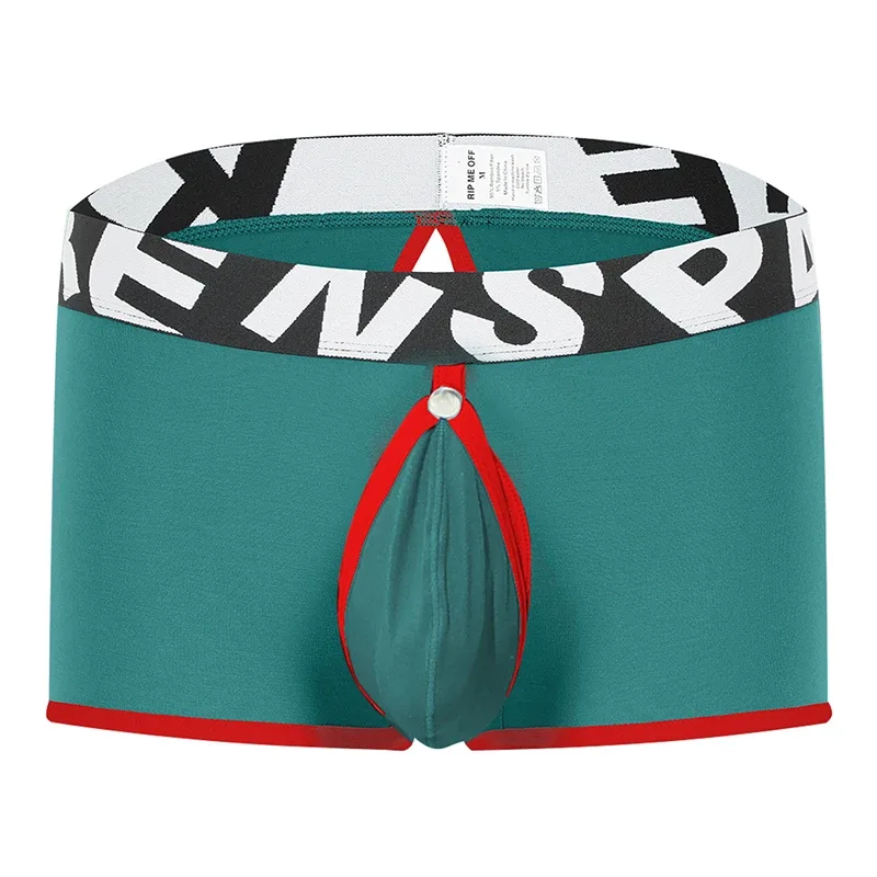 Mens Sexy Boxer Underwear Open Back Underpants Removable U Convex Pouch Panties Middle Waist Knickers