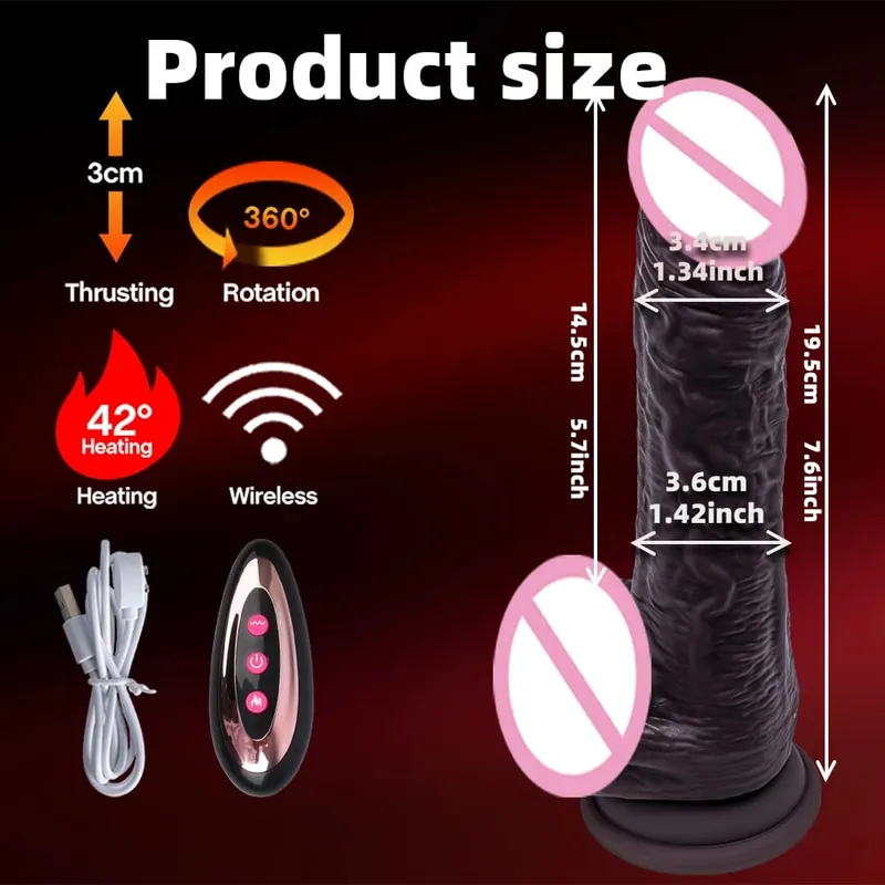 Vibrador realista vibrador telescópico aquecimento pênis controle remoto galo empurrando pau grande masturbação para mulheres brinquedos sexuais adultos