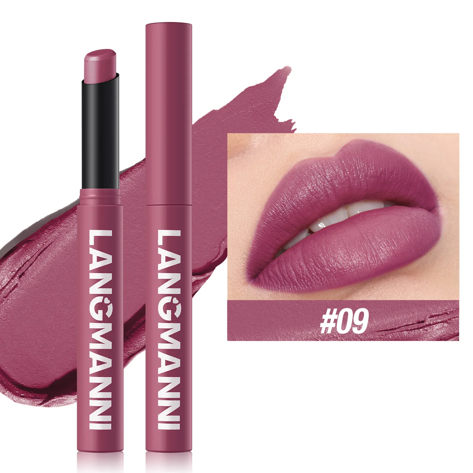 Batom rotativo de veludo fosco, batom à prova d'água de longa duração, copo antiaderente, coloração labial, cosméticos, delineador de maquiagem