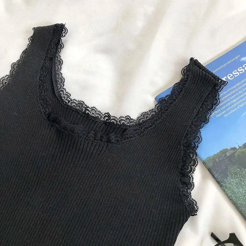 Regatas femininas simples rendas até colheita tanque superior para mulher básico sólido sexy colheita topos pescoço quadrado simples colheita topos