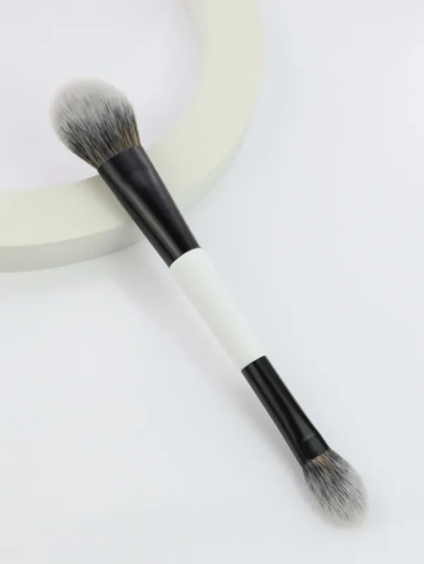 Pincéis de maquiagem de cabeça dupla 2 em 1, base angular plana, contorno corretivo para misturar pó solto, creme líquido, ferramentas cosméticas