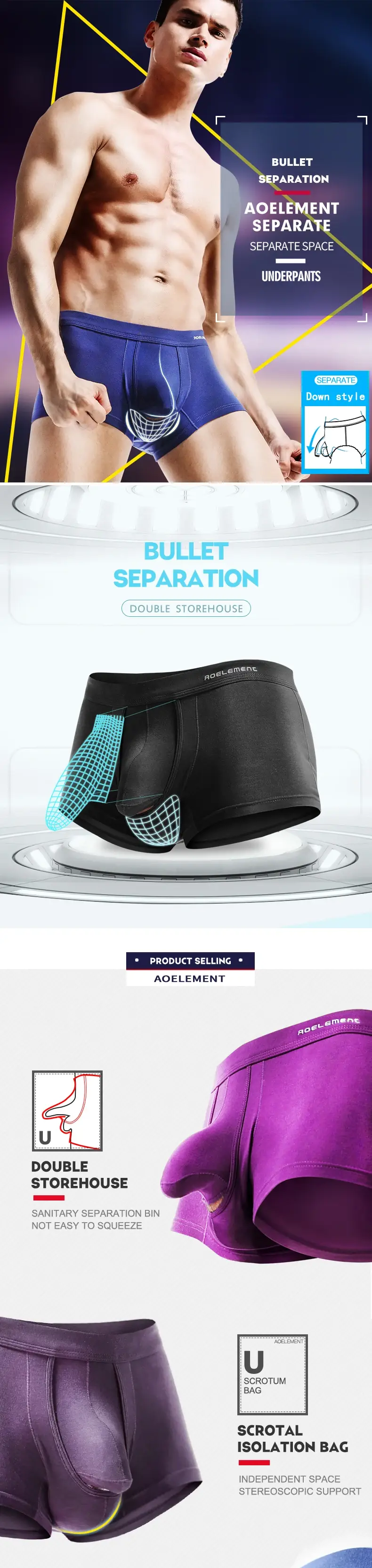 Austrian spermatic cord bullet separation underwear men's scrotal vein underpants Ice silk pouch curved men's boxers