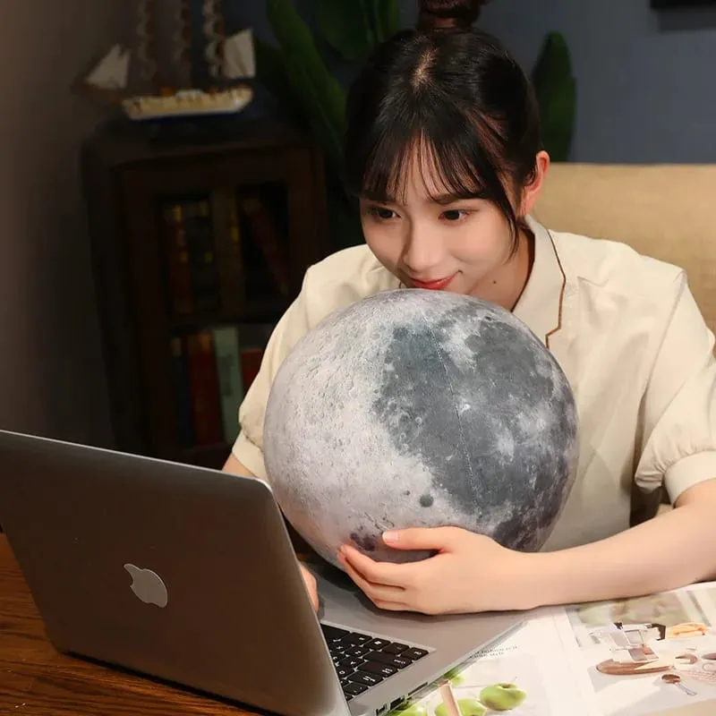Simulate The Earth And Moon Pillow Soft Stuffed Plush Toys Space Birthday Theme Gifts For Kids Boys Sofa Hugging Pillow Home Dec