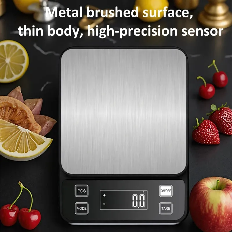 3/5/10kg 0,1g Balança de cozinha eletrônica digital LCD Display totalmente à prova d'água de aço inoxidável ferramenta de medição e pesagem — image 3