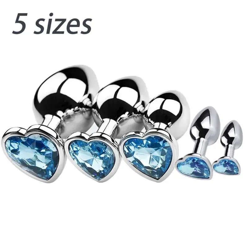 5 tamanhos de aço inoxidável cristal coração anal plug removível butt plug estimulador próstata massageador anal brinquedos sexuais vibradores