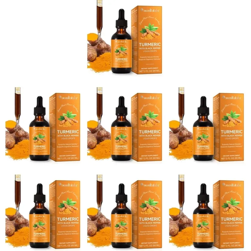 Acentialabs Cúrcuma com Gotas Líquidas de Pimenta Preta para Resposta Inflamatória Natural Suporte 1340 Mg Extrato de Cúrcuma 60 ML