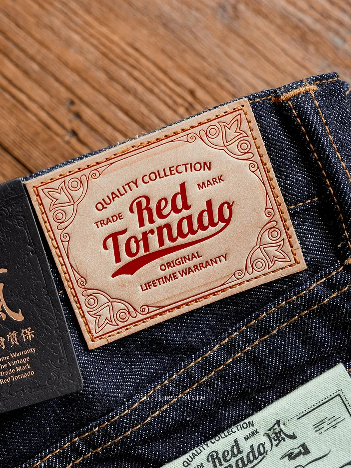 Red Tornado 511XX-0001 Jean en denim à lisière avec ligne rose 16 oz pour homme Coupe droite Silhouette fine