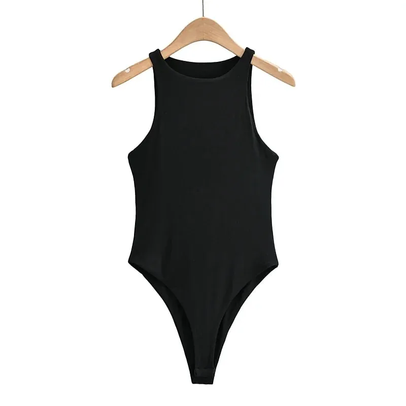 Summer New Arrival Pure Color Knitted Sexy Style Double Vest One-piece Bodysuit Tops