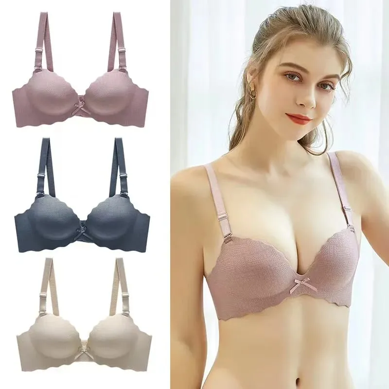 Small Breasts Show Big Underwear Deep V Push-ups No Steel Ring Flat Chest Special Bra Thickened Push-up Bra Set