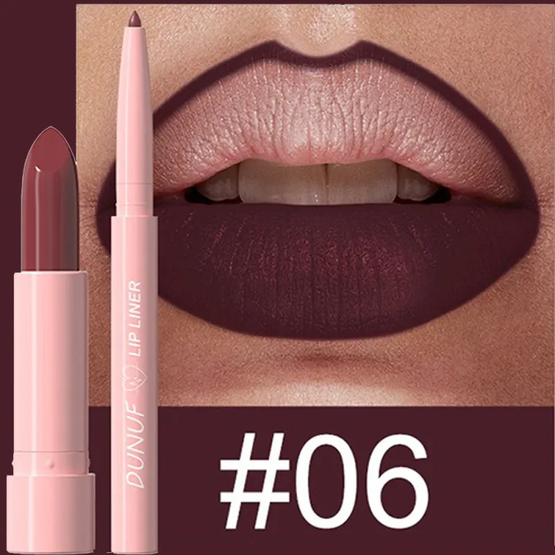 2 Pçs/set Batom + Lip Liner Kit de Maquiagem Matte Nu de Longa Duração À Prova D 'Água Não Mancha Cônico Nib Lip Contour Pen Lip Cosméticos