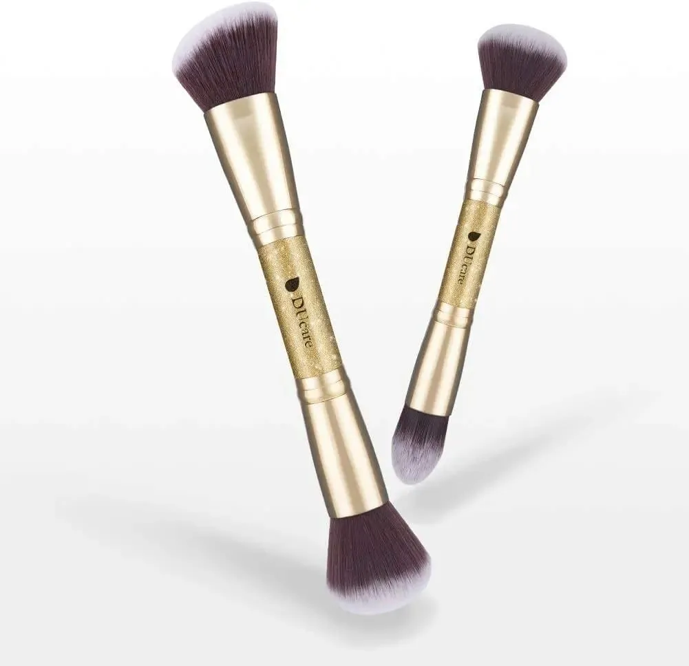 Ducare 2 pçs pincéis de maquiagem duo final escova de rosto para fundação pó buffer e contorno sombra ferramentas de maquiagem cosmética sintética