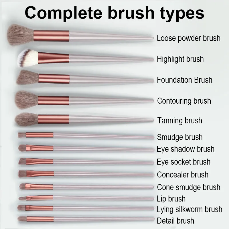 Conjunto de pincéis de maquiagem, 13 peças, profissional, base macia, pó, corretivo, sombra, delineador, blush, maquiagem cosmética, ferramenta de beleza — image 2