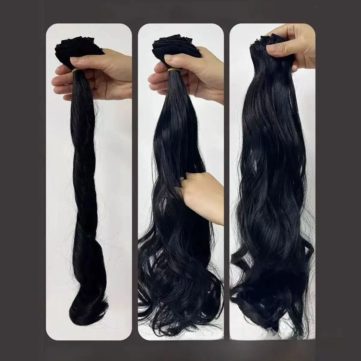 7 Clips In Hair Extensions Long Wave Hairstyle Blck 60-71cm Natural Synthetic Hair Daily Use Hairpiece For Women — image 3