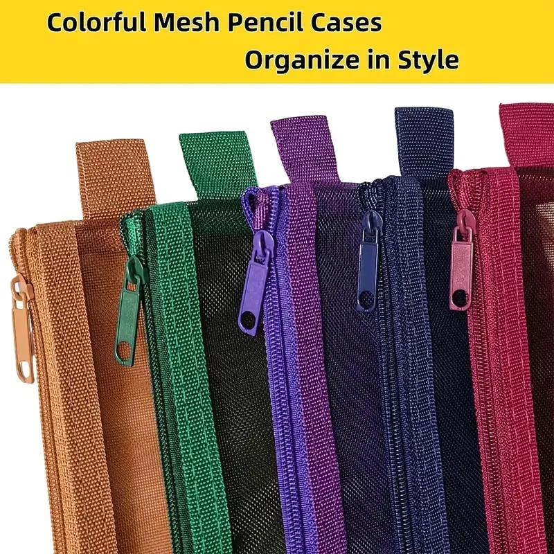 5 pçs sacos de maquiagem de malha de náilon portátil multi-funcional caso de lápis para armazenar pincéis de maquiagem batons-organizando saco cosmético