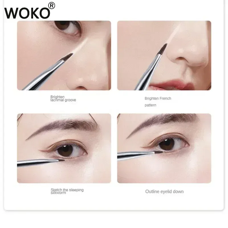 Pincel de delineador com lâmina atualizada, pincel ultrafino de ângulo fino e plano para sobrancelha sob os olhos, pincel de maquiagem com detalhes precisos