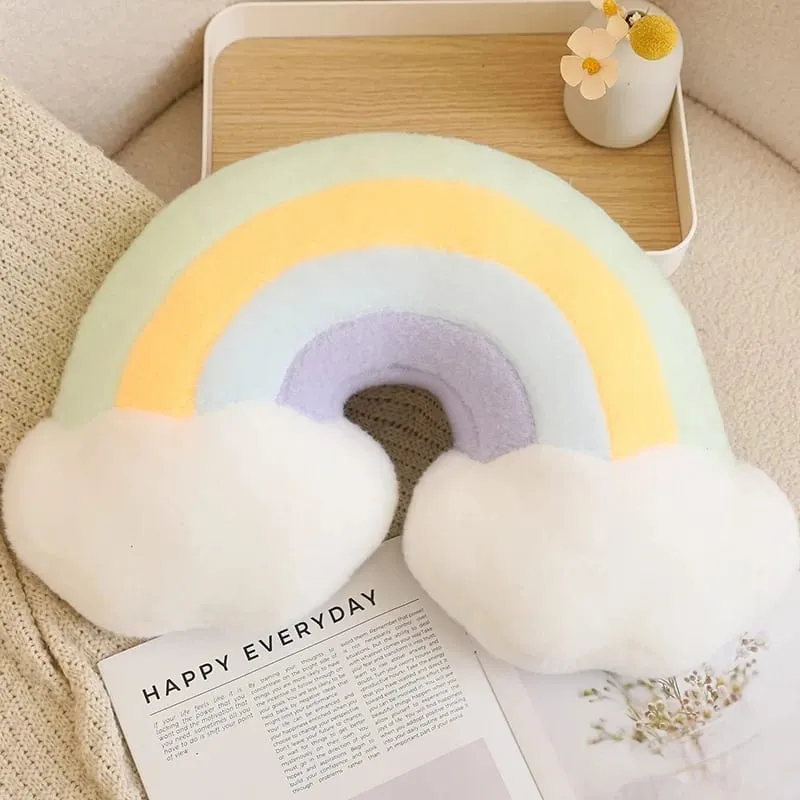 Candy Color Rainbow Cloud Star Moon Plush Pillow Stuffed Soft Flower Toy Throw Pillow Cushion Home Sofa Decor Gift for Friend
