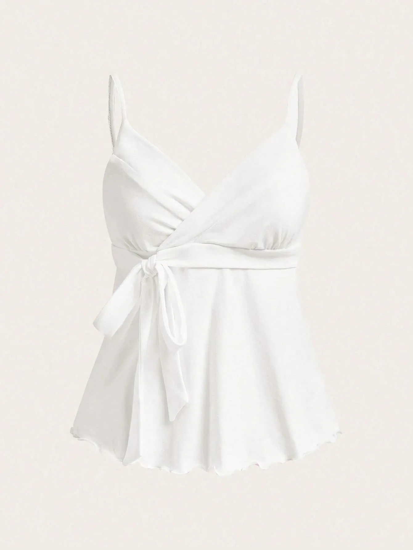Feminino sexy sem costas lado tie-strap decoração com decote em v ruched hem cami topo casual fino ajuste cor sólida a linha topo verão 2026