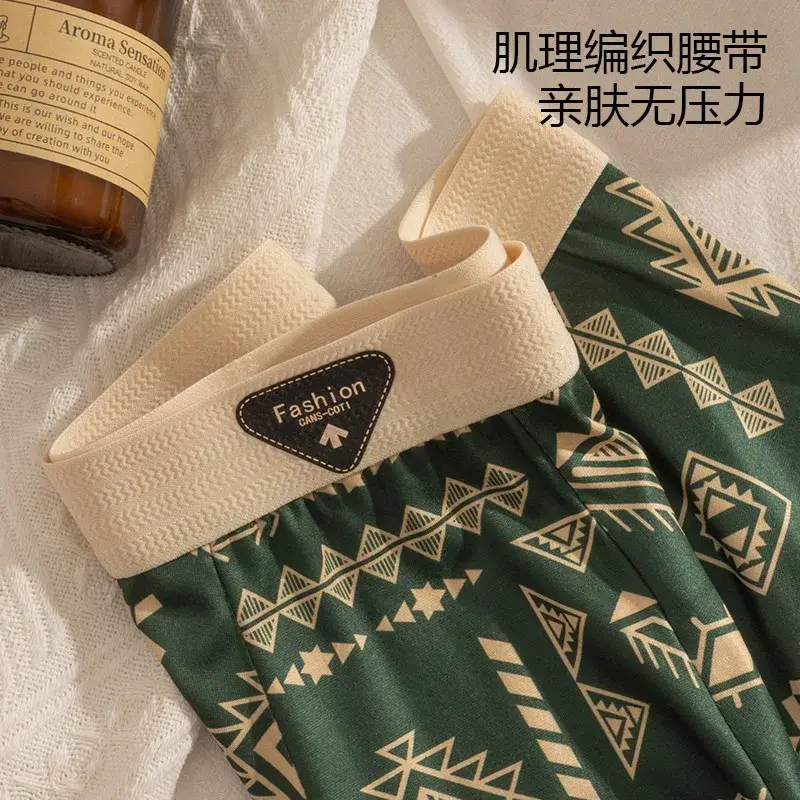 Men's Boxer Retro Ethnic Style Comfortable Smooth Fabric Briefs Vintage Print Elastic Underwear for Man Lingerie Flat Underpants