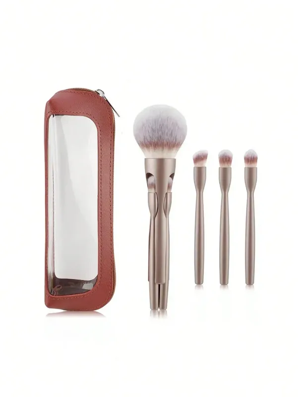 4-Piece Makeup Brush Set Featuring Professional-Grade Brushes Made from High-Quality Synthetic Fibers for a Luxurious Feel.