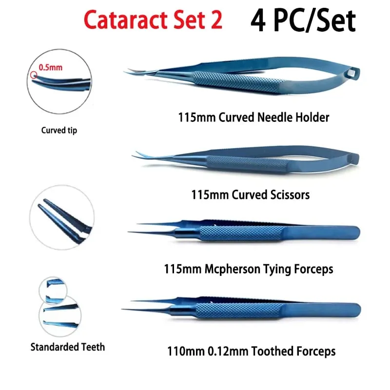 Conjunto de pinças para catarata de uso não médico, porta-agulhas 4 unidades/conjunto ferramentas de reparo doméstico Hi Eye