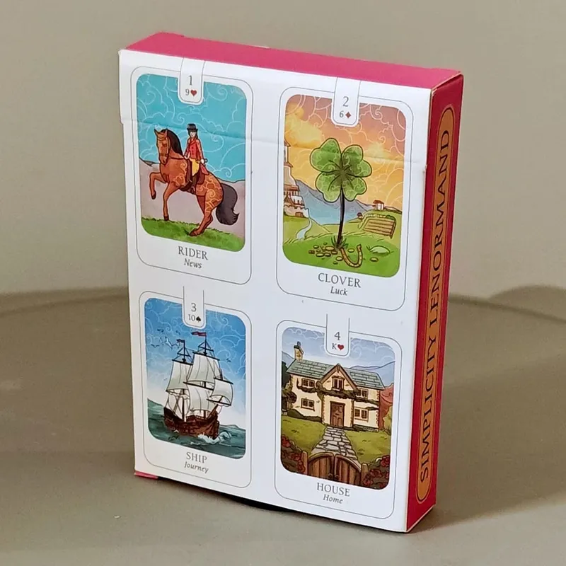 Simplicity Lenormand 牌 9*6 公分 41 張精美插圖卡片,具有有意義的象徵意義,帶有“是不是也許”卡片