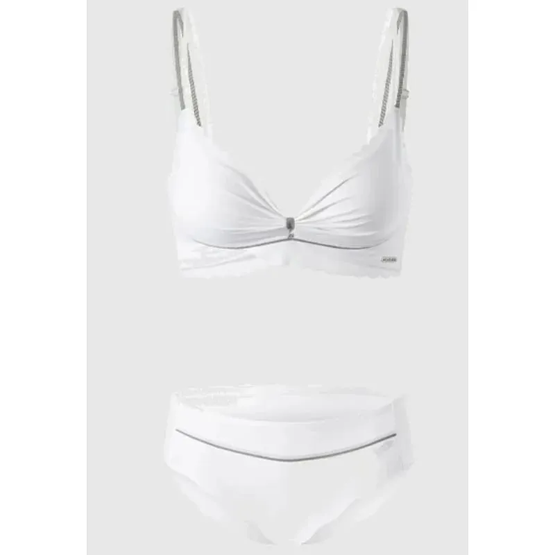 Hot Sweet Cute Lingerie Set Women Wireless Bra Thin Cup Push Up Support Large Bust Minimizer Daily Home Wear Plus Size S-XL Set — image 5