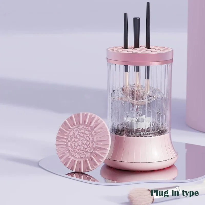 Limpador de pincéis de maquiagem elétrico portátil com plugue USB Ferramenta de limpeza de pincéis de maquiagem recarregável Limpeza automática de pincéis de maquiagem