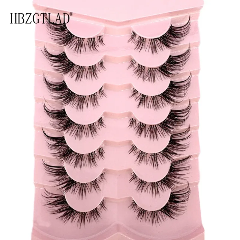 7/8PairsCat Eye Eyelashes manga Lashes 3D Clear Band Lashes naturalHalf Lashes End Eye Elongated Mink Eyelashes Fluffy Eyelashes