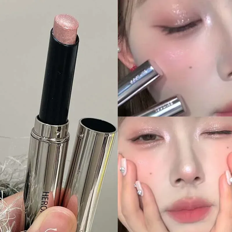 Diamante perolado glitter sombra de olho iluminador vara naturalmente ilumina maquiagem dos olhos brilho brilhante sombra deitado seda bicho caneta