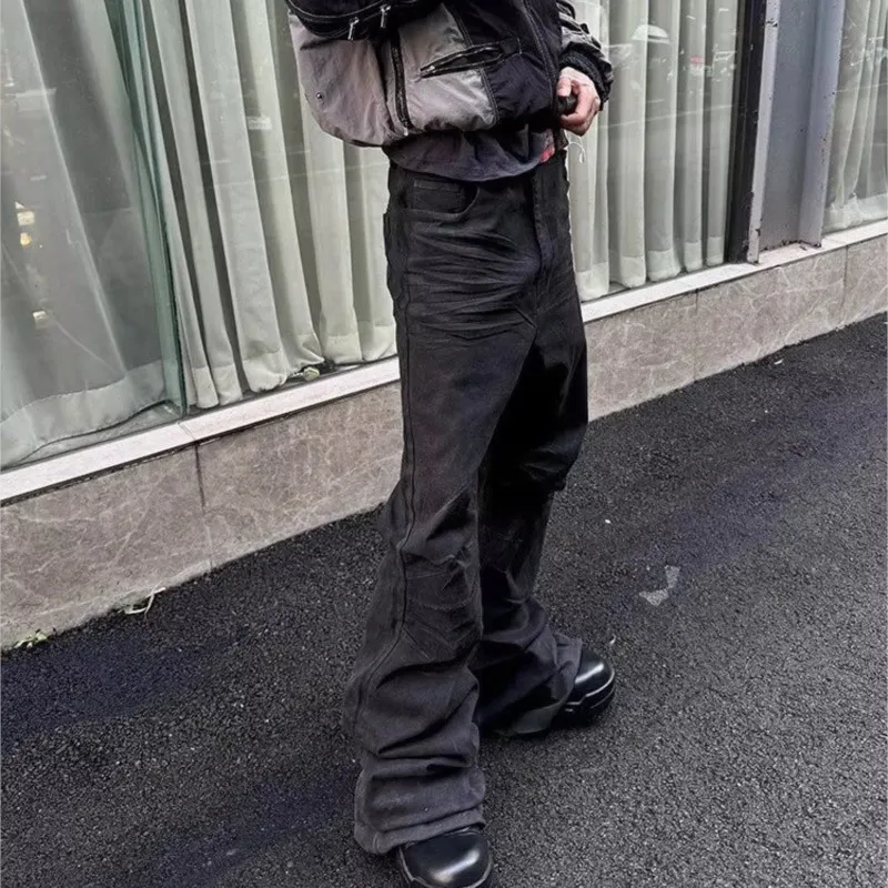 Y2k lavado jeans gótico vintage micro queimado cintura média calças com zíper mulheres homens streetwear design de alta qualidade sentido